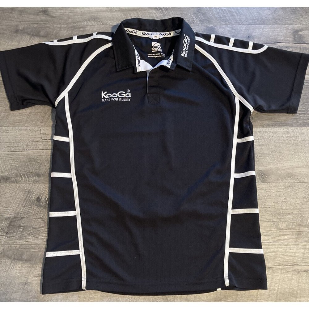 KooGa Rugby Polo Shirt‎ Mens Large Jersey Black London Official Match Knit Logo